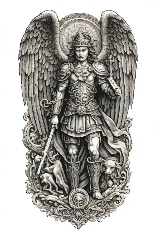 Saint Michael the Archangel tattoo design idea