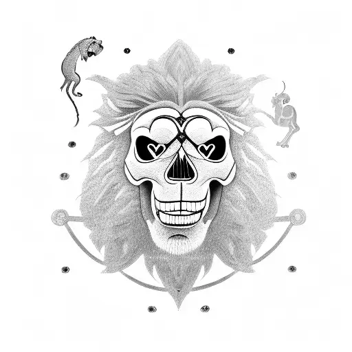 A Chelsea skull with a lion and silver back gorilla intertwined, symbolizing family strength and loyalty tattoo design idea
