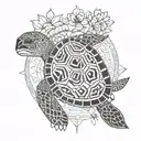small turtle mix with flower and mandala tattoo design idea
