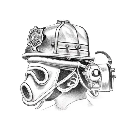Neo-Traditional Tattoo firefighter helmet with reflex of father and his kid  tattoo design idea