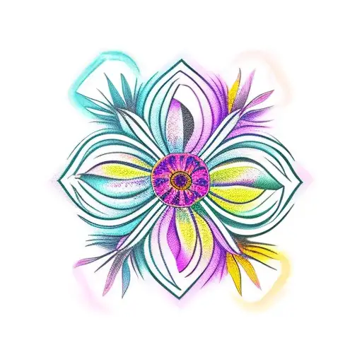 3 linked flowers tattoo design idea