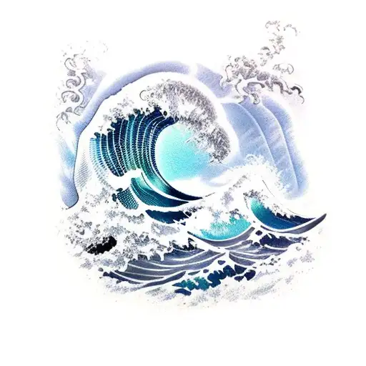 Ocean Wave Poseidon  tattoo design idea