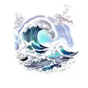 Ocean Wave Poseidon  tattoo design idea