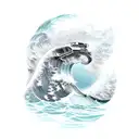 Ocean Wave Poseidon  tattoo design idea