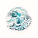 Ocean Wave Poseidon  tattoo design idea