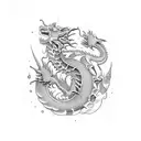 Time is fractal, dragon falling from the sky tattoo design idea