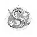 Time is fractal, dragon falling from the sky tattoo design idea