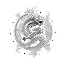 Time is fractal, dragon falling from the sky tattoo design idea