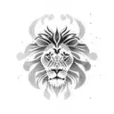 lion half face tattoo design idea