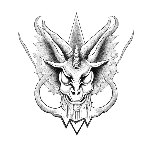 Baphomet with two hands, one upright and the other one facing down.  tattoo design idea