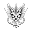 Baphomet with two hands, one upright and the other one facing down.  tattoo design idea