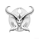 Baphomet with two hands, one upright and the other one facing down.  tattoo design idea