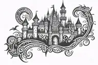 Disney castle tattoo design idea