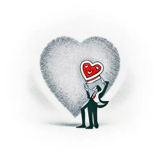 Businessman holding a heart-shaped dollar sign tattoo design idea