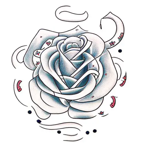 cancer zodiac with white roses tattoo design idea