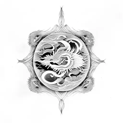 Yin Yang Dragon and Tiger tattoo design idea