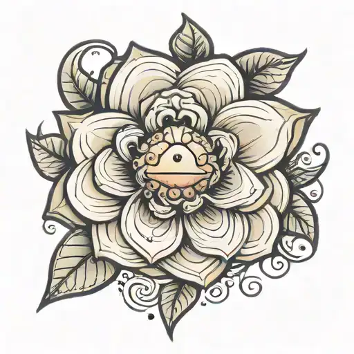smiling flower animated empathy wrtitten tattoo design idea