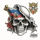 skull with colombia and dominican republic flag tattoo design idea