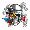 skull with colombia and dominican republic flag tattoo design idea