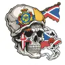 skull with colombia and dominican republic flag tattoo design idea