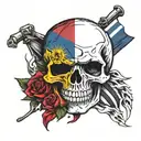 skull with colombia and dominican republic flag tattoo design idea