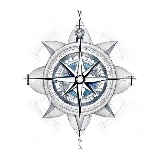 Create a tattoo design featuring a compass and a mathematical equation that represents the concept of navigation. tattoo design idea