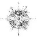 old gyroscope and leonardo davinci stile tattoo design idea