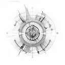 old gyroscope and leonardo davinci stile tattoo design idea