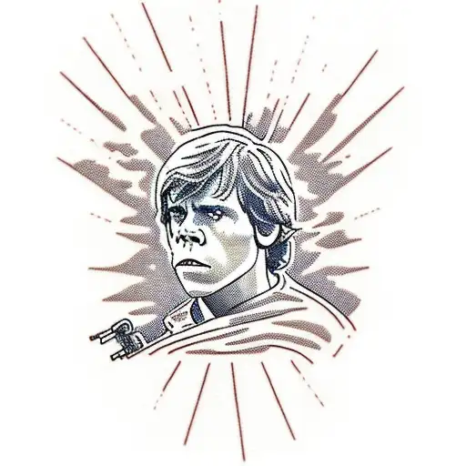 the sunset landscape with Luke Skywalker on Tatooine tattoo design idea