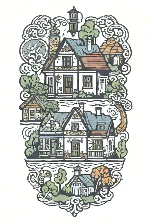 polish houses tattoo design idea