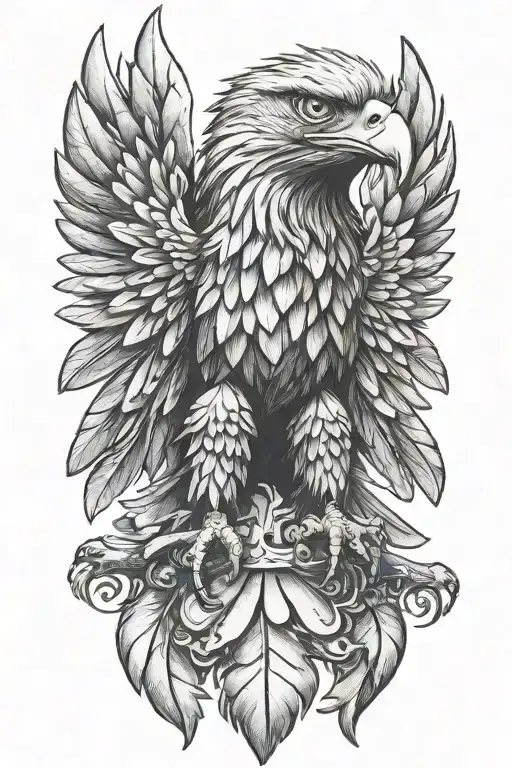 polish eagle in front tattoo design idea