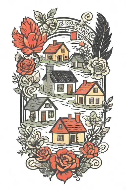 polish houses tattoo design idea