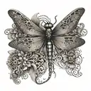 dragonfly et ornamental tattoo design idea