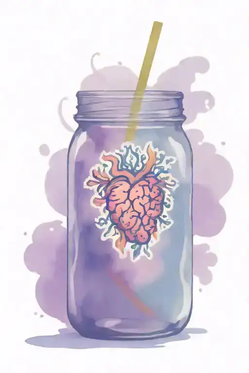 heart  and brain mason jar tattoo design idea