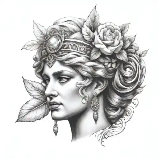 Hera  greek goddess tattoo design idea