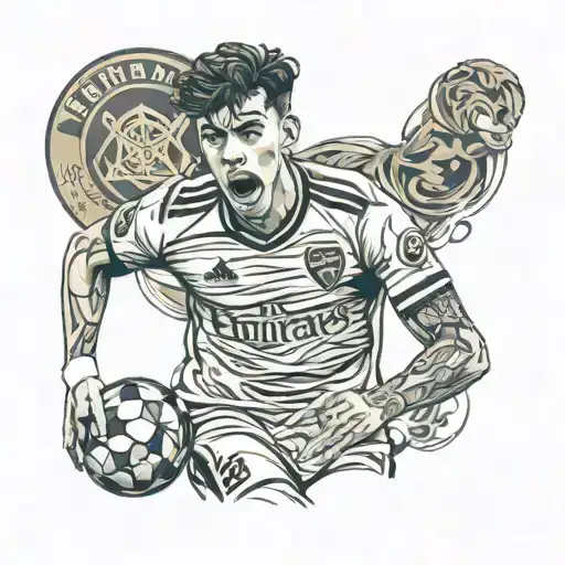kai Havertz scoring a goal with his celebration for arsenal  tattoo design idea