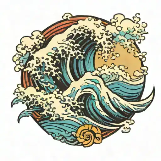 surfing wave tattoo design idea