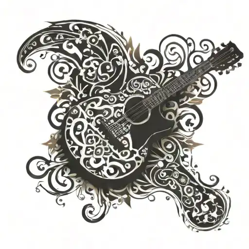 guitar made entirely of black tattoo design idea