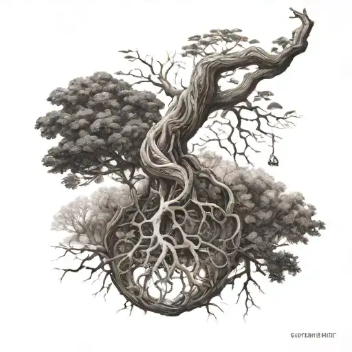 tree dna double helix in roots  tattoo design idea