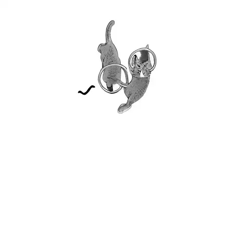 two cats playing with a hula hoop tattoo design idea
