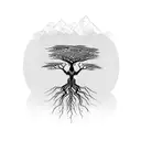 Tree of Life roots in shape of African continent tattoo design idea