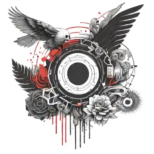Combine elements of the Blurryface album cover with a representation of the client's favorite song by Twenty One Pilots tattoo design idea