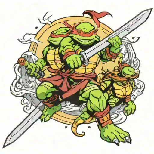 Ninja turtles demon slayer sword tattoo design idea