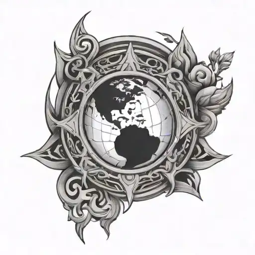 earth element symbol surrounded tattoo design idea