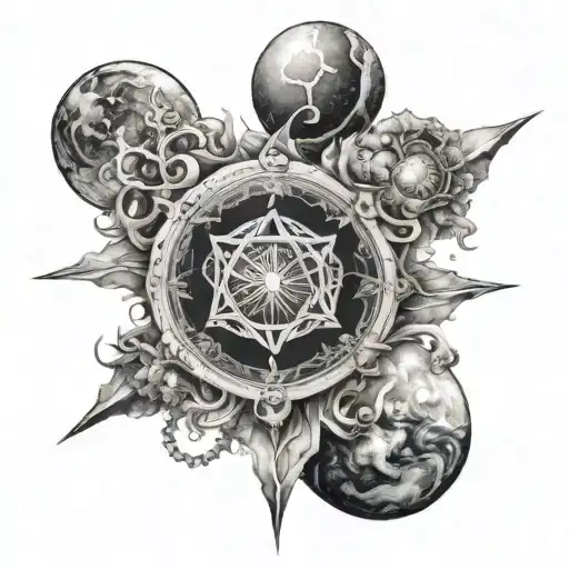 a masculine tattoo to symbolize "earth element" in astrology tattoo design idea