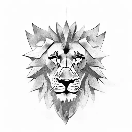 shield with a lion head tattoo design idea