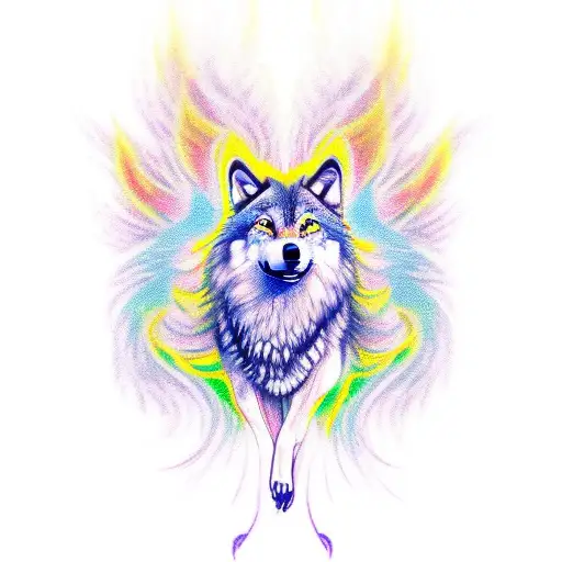 Wolf and phoenix tattoo design idea