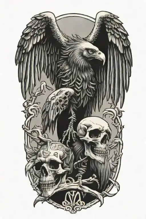 vulture skeletons tattoo design idea