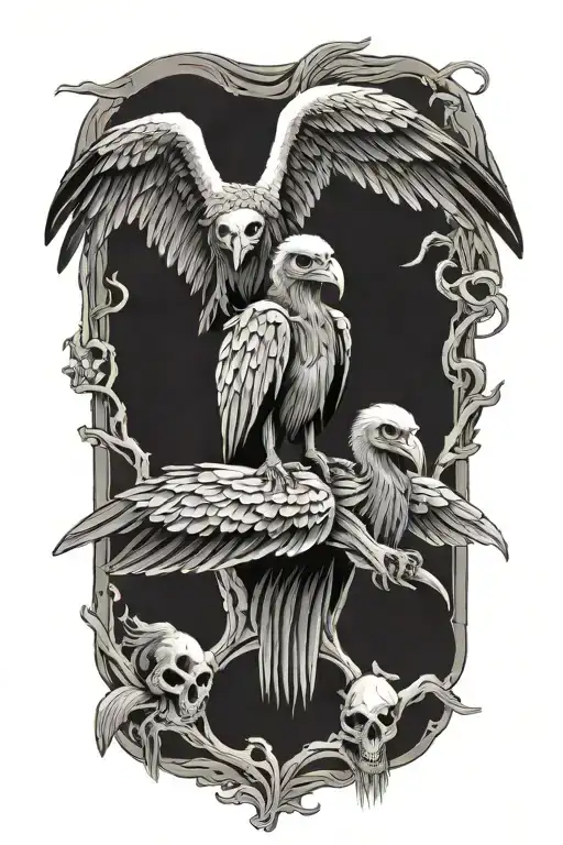 vulture skeletons tattoo design idea