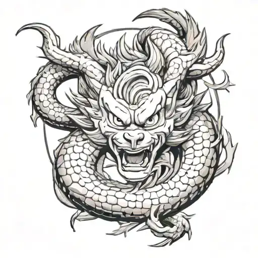 Biscione, 4star dragon ball and ouroboros tattoo design idea
